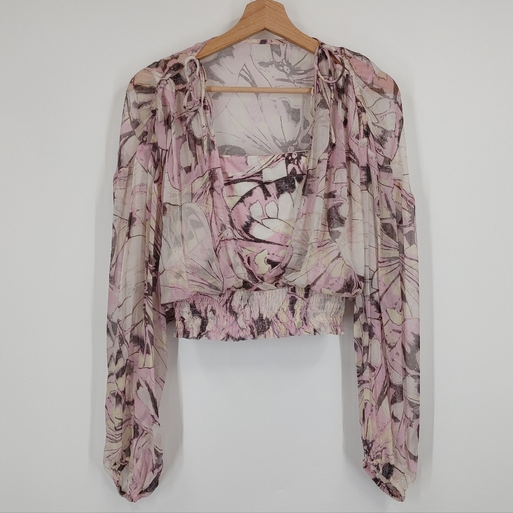 Anthropologie Sheer Peasant Blouse